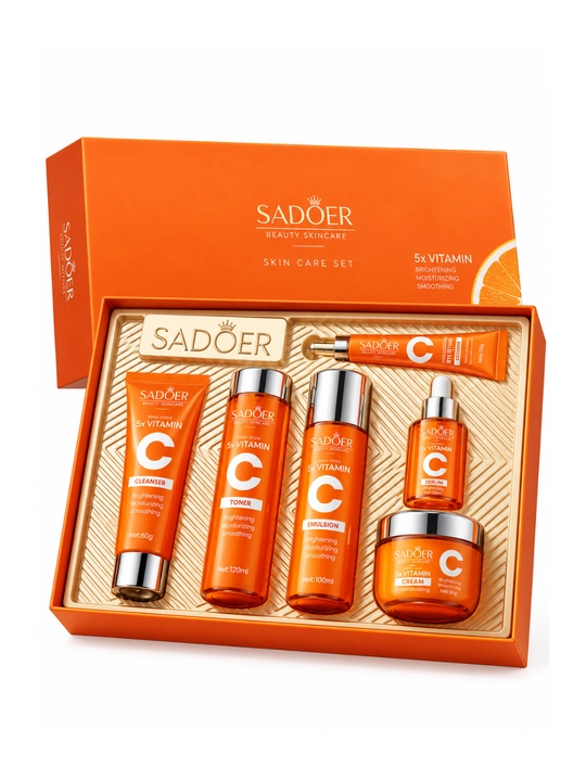 SADOER Vitamin C va Niatsinamid yuz parvarishi to‘plami, 6 qismli