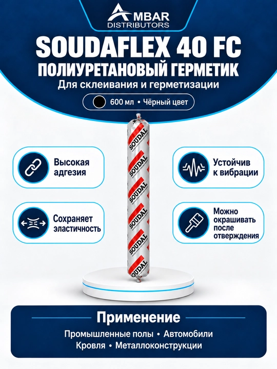 Клей-герметик полиуретановый Soudal Soudaflex 40 FC, 600 мл