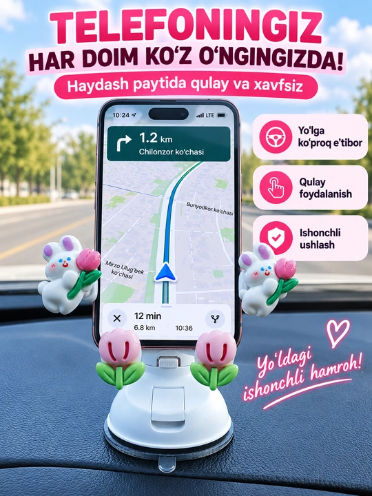 Avtomobilda telefon tutqichi, telefon mahkamlagichi