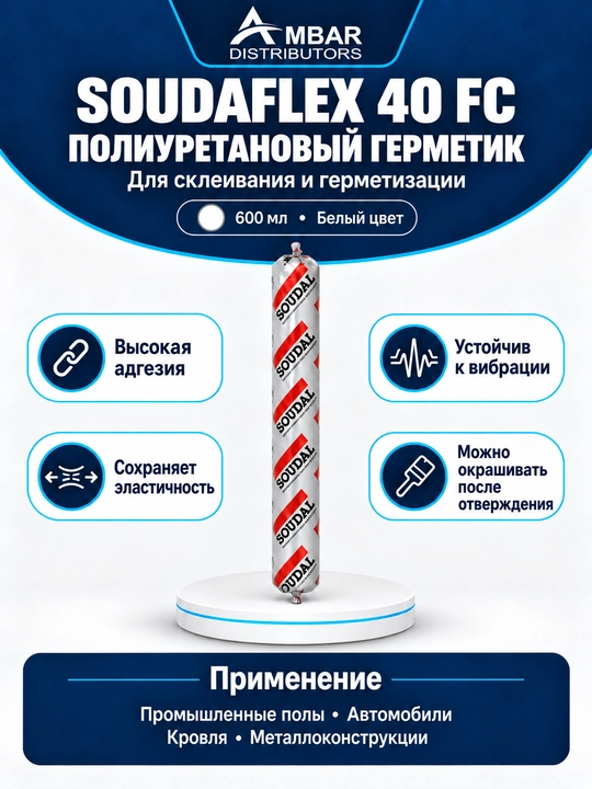 Клей-герметик полиуретановый Soudal Soudaflex 40 FC, 600 мл