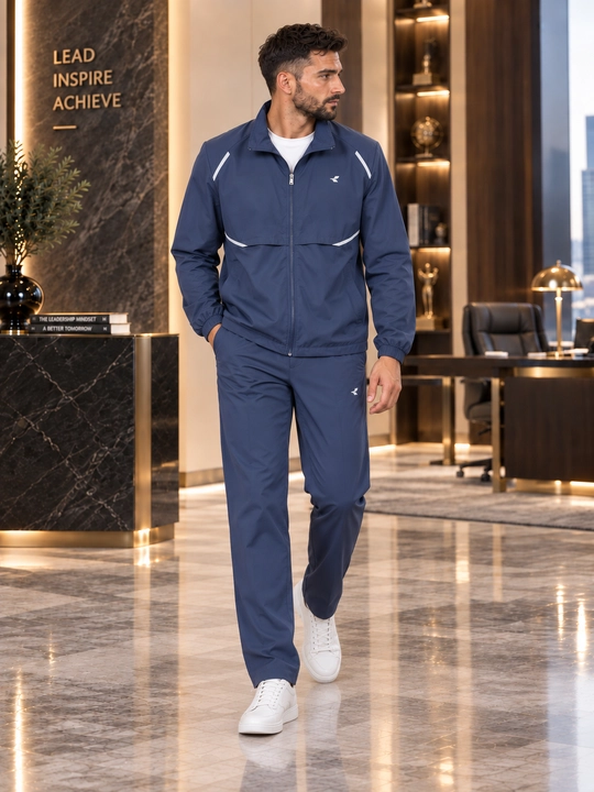 Erkaklar uchun yengil sport kostyumi — kurtka va shim, zamonaviy casual model
