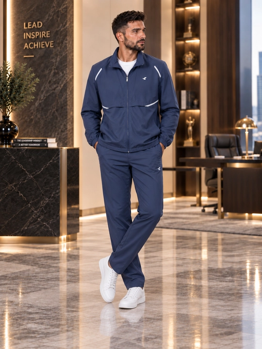 Erkaklar uchun yengil sport kostyumi — kurtka va shim, zamonaviy casual model