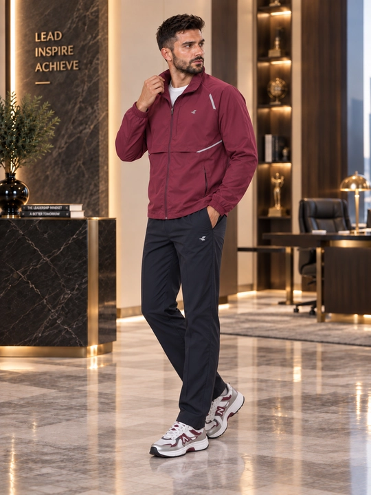 Erkaklar uchun yengil sport kostyumi — kurtka va shim, zamonaviy casual model