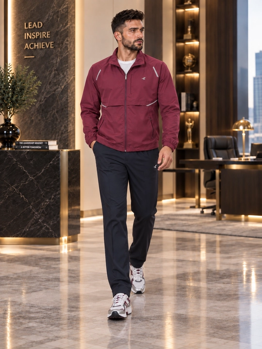 Erkaklar uchun yengil sport kostyumi — kurtka va shim, zamonaviy casual model