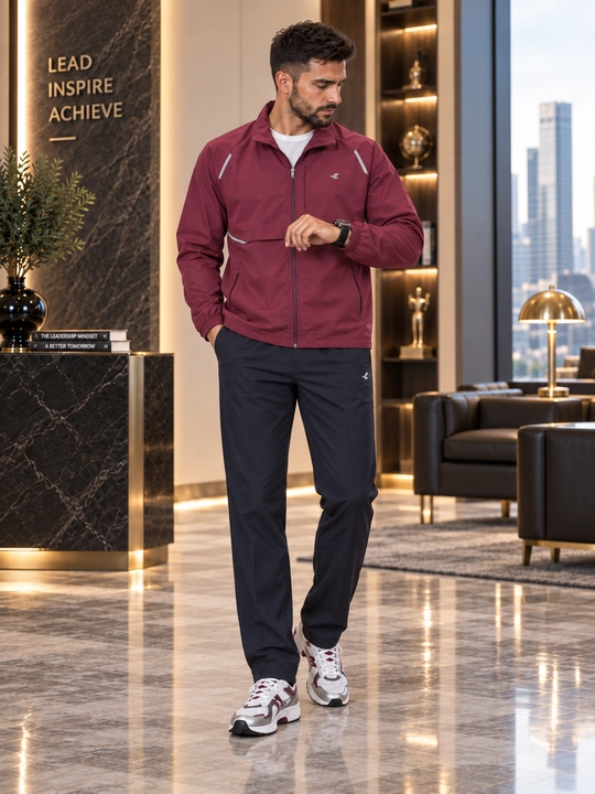 Erkaklar uchun yengil sport kostyumi — kurtka va shim, zamonaviy casual model