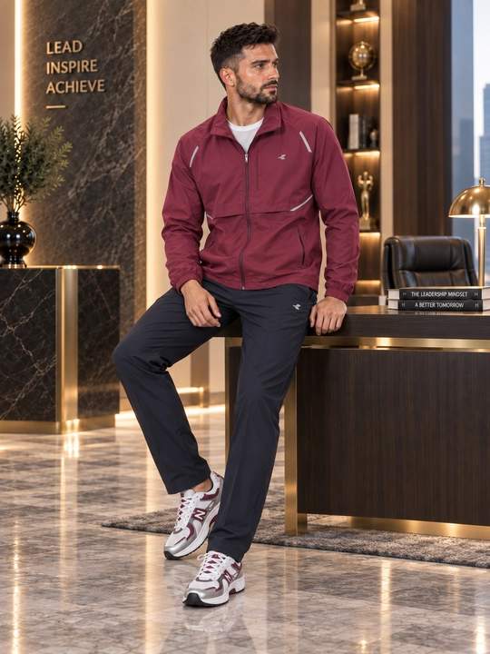 Erkaklar uchun yengil sport kostyumi — kurtka va shim, zamonaviy casual model