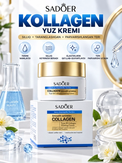SADOER Kollagen yuz kremi, namlantiruvchi va parvarishlovchi, 50 g - 