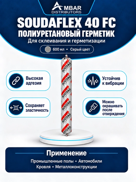 Клей-герметик полиуретановый Soudal Soudaflex 40 FC, 600 мл