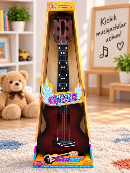 Гитара детская музыкальная игрушка для детей от 3 лет, 60 × 22 см