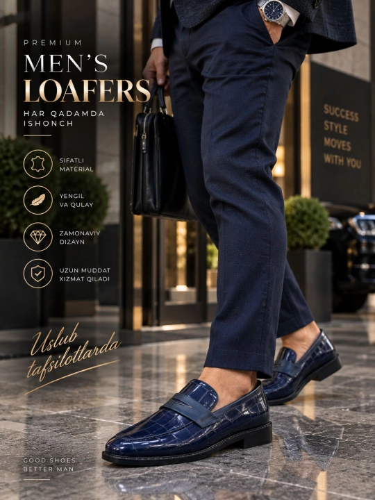 Erkaklar klassik tuflisi — Turkiya ishlab chiqarishi, premium charm loafer