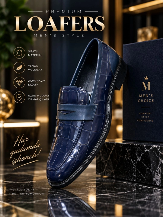 Erkaklar klassik tuflisi — Turkiya ishlab chiqarishi, premium charm loafer