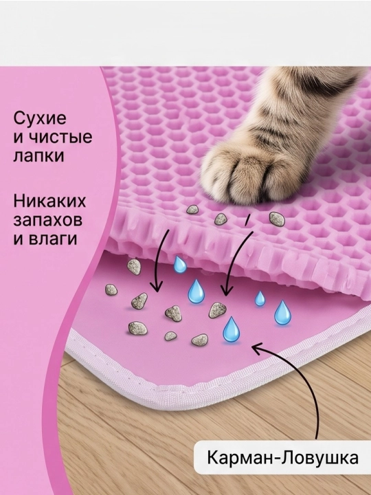 Коврик для кошек и собак EVA BOBRIKGORA, под лоток и миску, 30х45 см