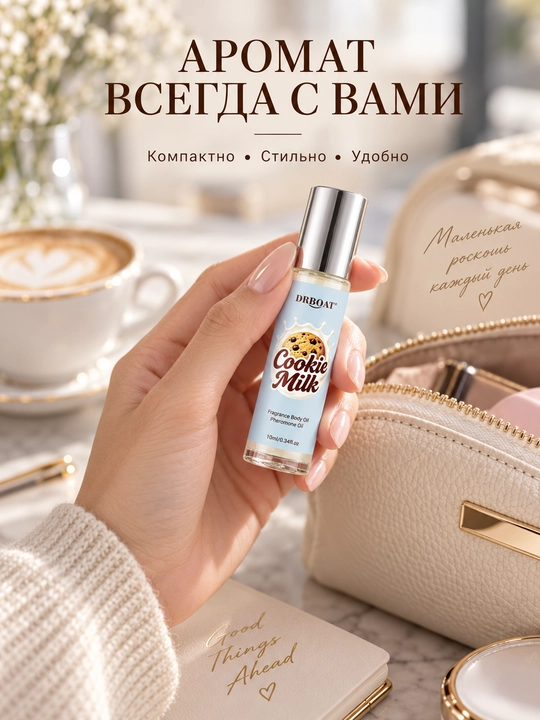 Ayollar uchun sut va pechenye hidli moyli atir (Maslyanye duhi, feromon), 10 ml