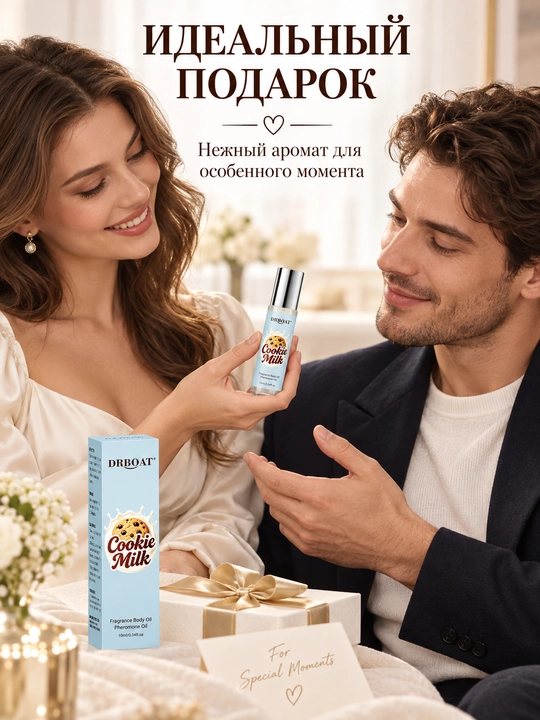 Ayollar uchun sut va pechenye hidli moyli atir (Maslyanye duhi, feromon), 10 ml