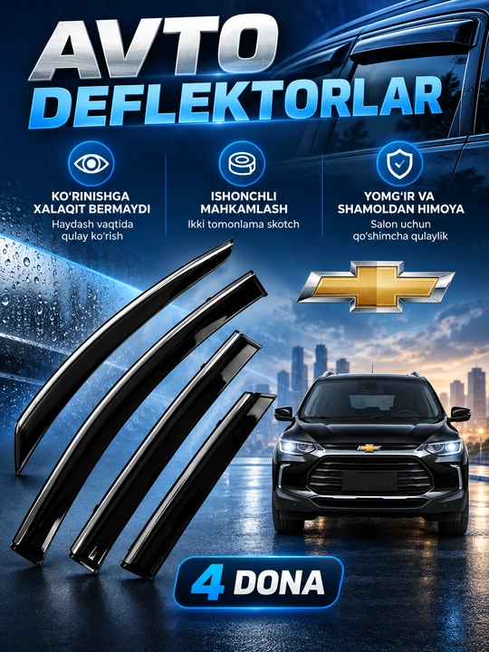 Дефлекторы боковых окон, ветровики для Onix, Monza, Tracker 2, Kia Sonet - 