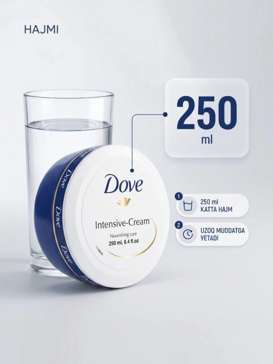 Dove Intensive Cream питательный крем для лица и тела, для всех типов кожи, 250 мл