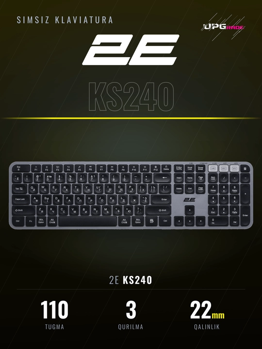 Simsiz klaviatura 2E KS240 WL BT