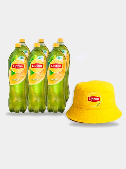 Зеленый чай Lipton Лимон, 1 л х 6 шт + Подарок панама - 