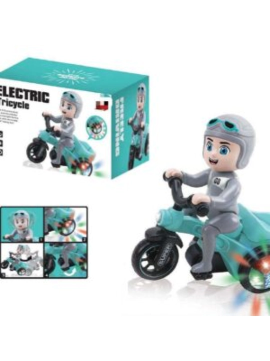 Bolalar uchun elektr uch g‘ildirakli mototsikl, chiroq va ovozli o‘yinchoq - 