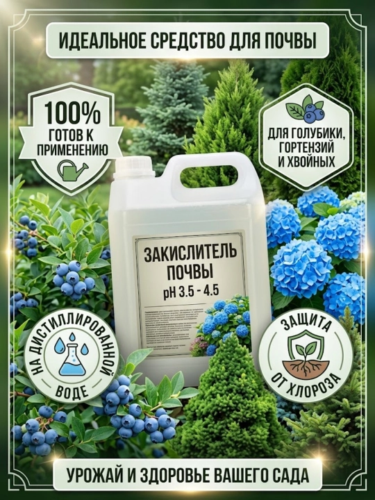 Закислитель почвы для голубики, гортензий и хвойных растений