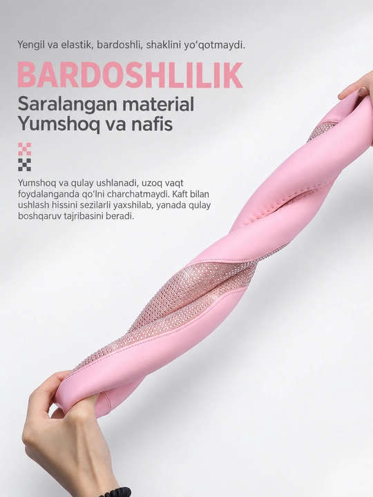 Olmos toshli avtomobil rul qoplamasi, sirpanmaydigan yumshoq premium rul chexoli