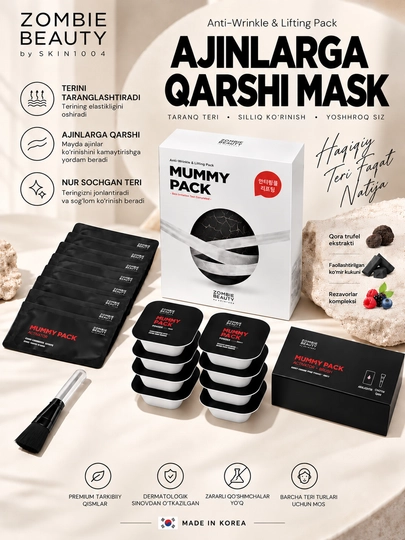 Ajinga qarshi maska, yuz taranglashtiruvchi maska, mummy pack - 