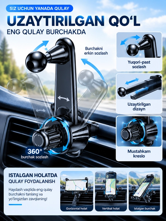 Avtomobilda telefon tutqichi, telefon mahkamlagichi