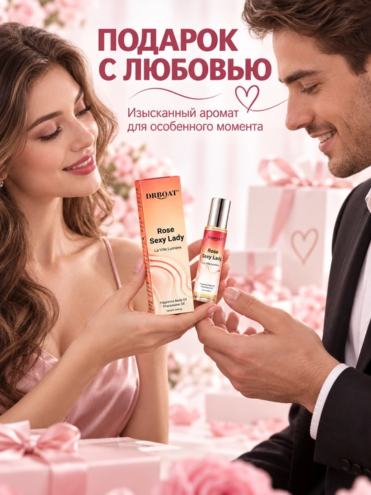 Ayollar uchun atirgul va pion hidli moyli atir (Maslyanye duhi, feromon), 10 ml