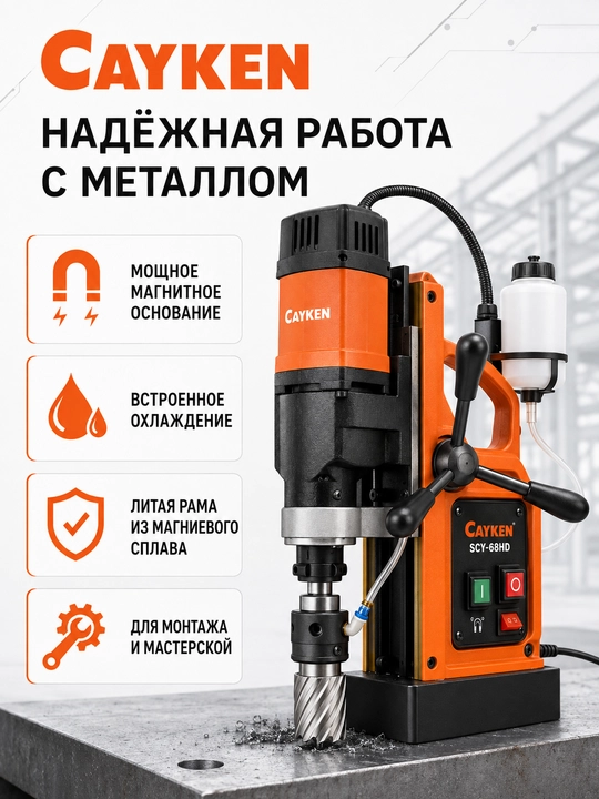 Магнитный сверлильный станок CAYKEN SCY-68HD, до 60 мм, 1890 Вт - 