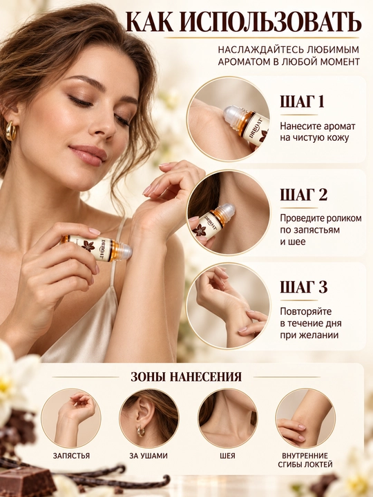 Ayollar uchun shokolad va muskusli moyli atir (Maslyanye duhi, feromon), 10 ml