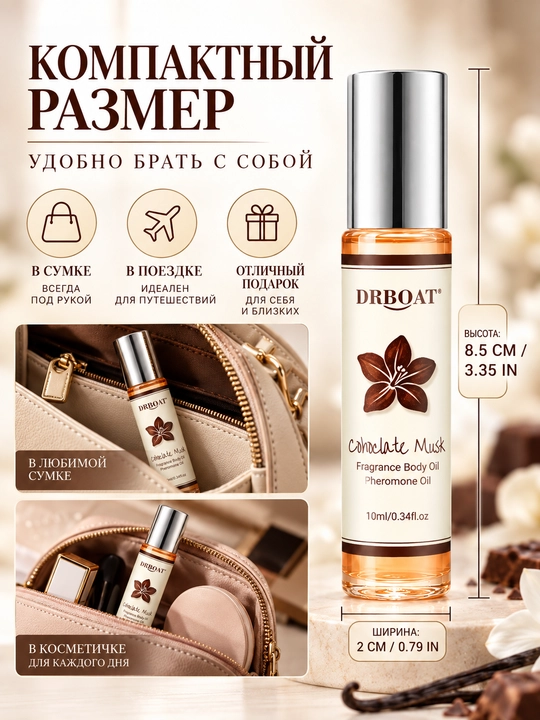 Ayollar uchun shokolad va muskusli moyli atir (Maslyanye duhi, feromon), 10 ml