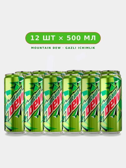 Gazlangan ichimlik Mountain Dew, 500 ml * 12 dona - 