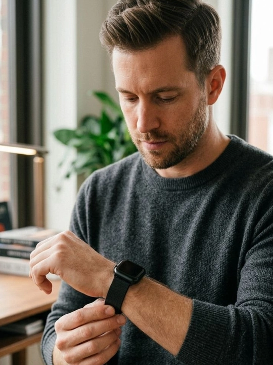 Smart Watch uchun qora metall to‘qimali tasma