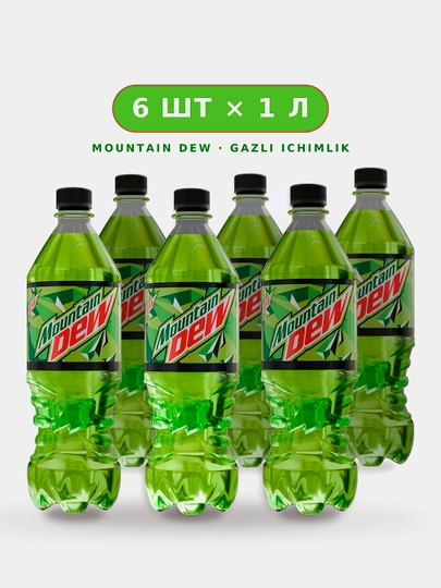 Gazlangan ichimlik Mountain Dew, 1 litr * 6 dona - 
