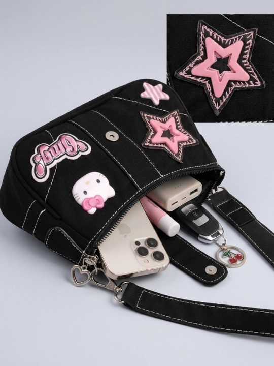 Ayollar baget sumkasi, yelkada, Y2K, yulduzlar va Hello Kitty bilan, koreys uslubidagi kross-bodi