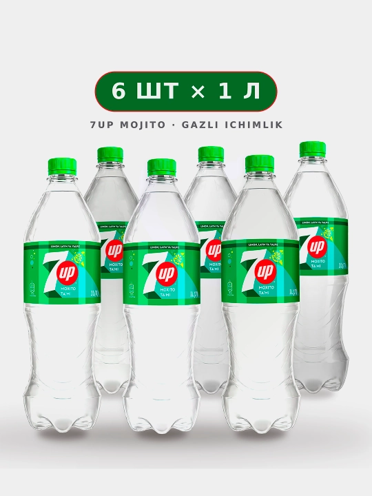Gazlangan ichimlik 7UP Mohito, 1 l x 6 dona - 