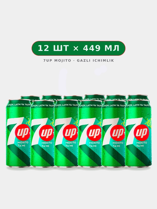 Газированный напиток 7UP Mohito, 0,449 л x 12 шт - 