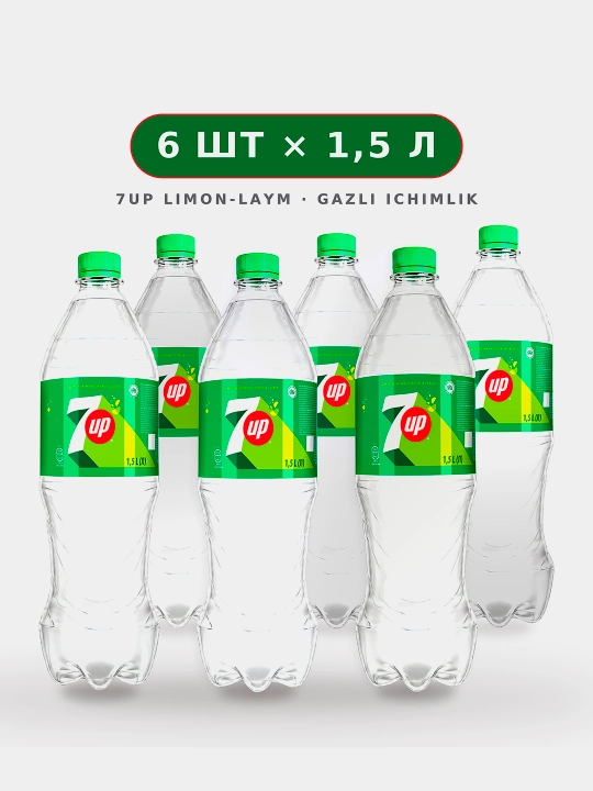Gazlangan ichimlik 7-Up Limon-laym, 1.5 litr * 6 dona - 