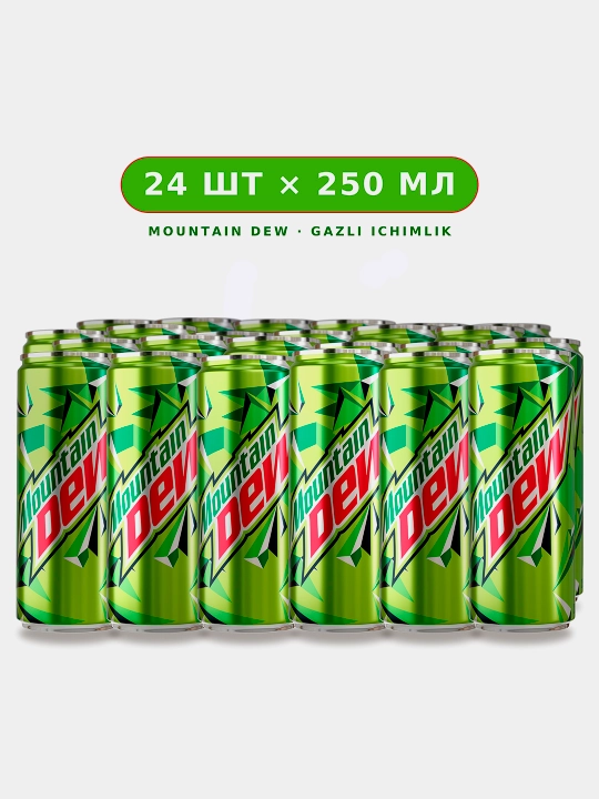 Gazlangan ichimlik Mountain Dew, 250 ml * 24 dona - 