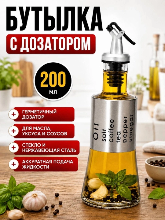 Yog‘, sirka va souslar uchun dozatorli butilka