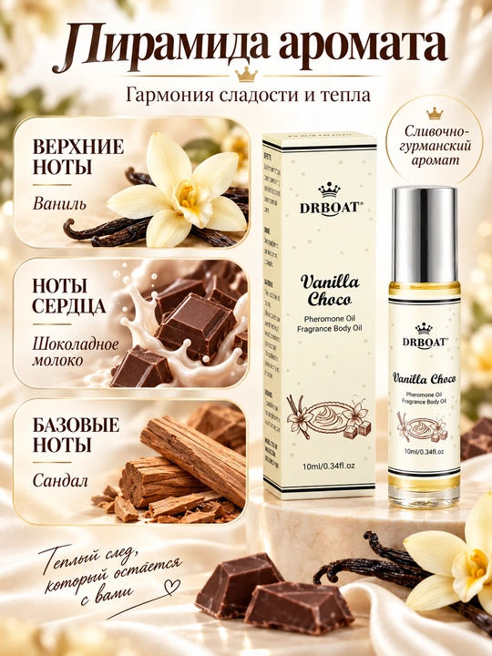 Ayollar uchun vanil va shokoladli moyli atir (Maslyanye duhi, feromon), 10 ml