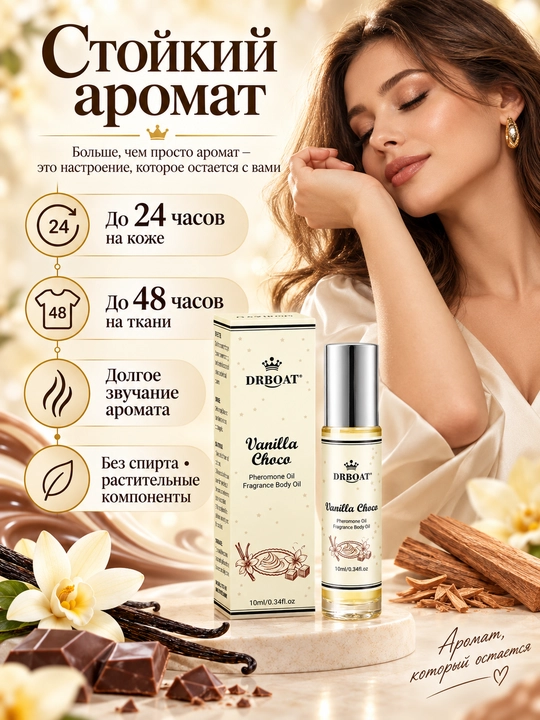 Ayollar uchun vanil va shokoladli moyli atir (Maslyanye duhi, feromon), 10 ml
