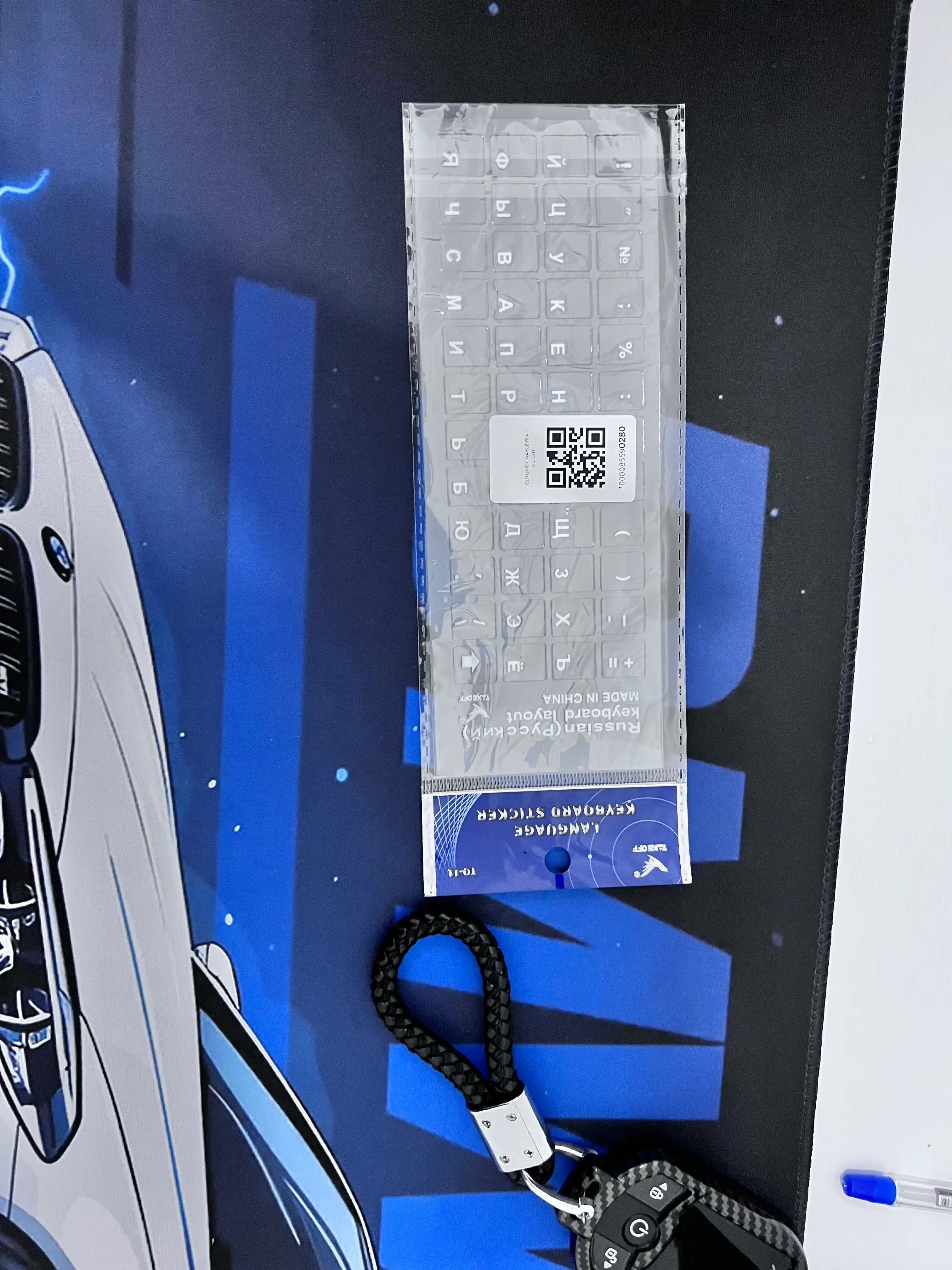 Shaffof ruscha kLaviatura nakleykasi – 3D bo‘rtma harflar, universal keyboard sticker
