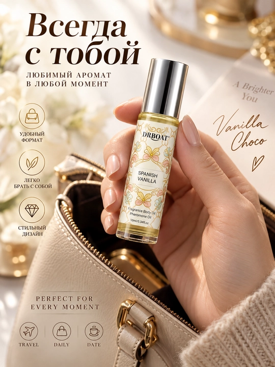 Ayollar uchun vanil va yog'och hidli moyli atir (Maslyanye duhi, feromon), 10 ml