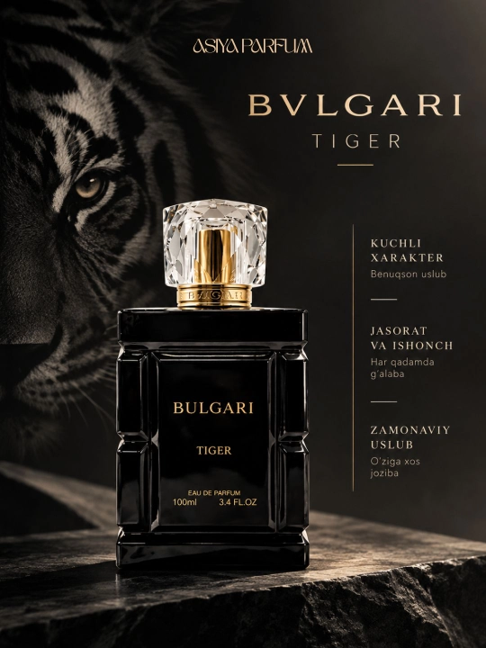Bulgari Tiger - erkaklar uchun atir, xarizmatik va unutilmas ifor, sovg'a uchun, 100 ml - 