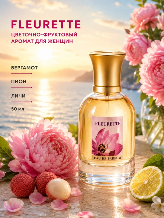 Ayollar uchun Parfyumlangan suv Fleurette, sitrusli gulli ifor, 50 ml - 