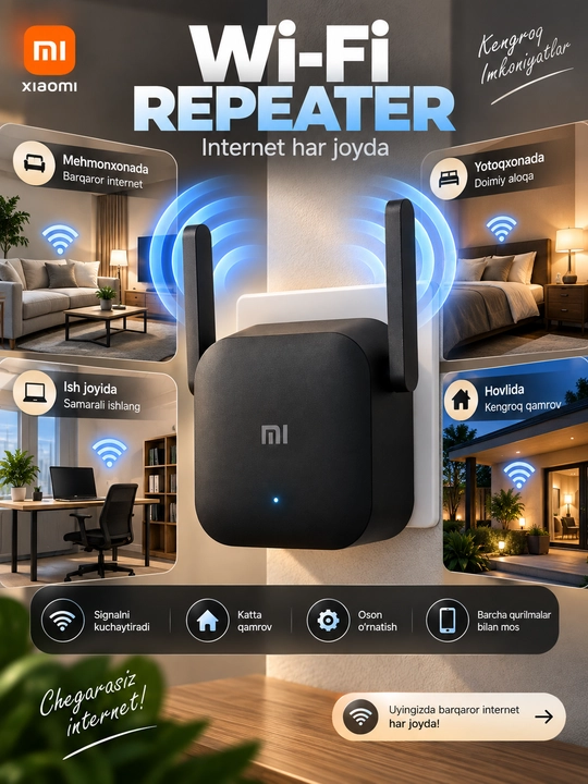 WiFi signalini kuchaytiruvchi repiter Wi-Fi Range Extender Pro