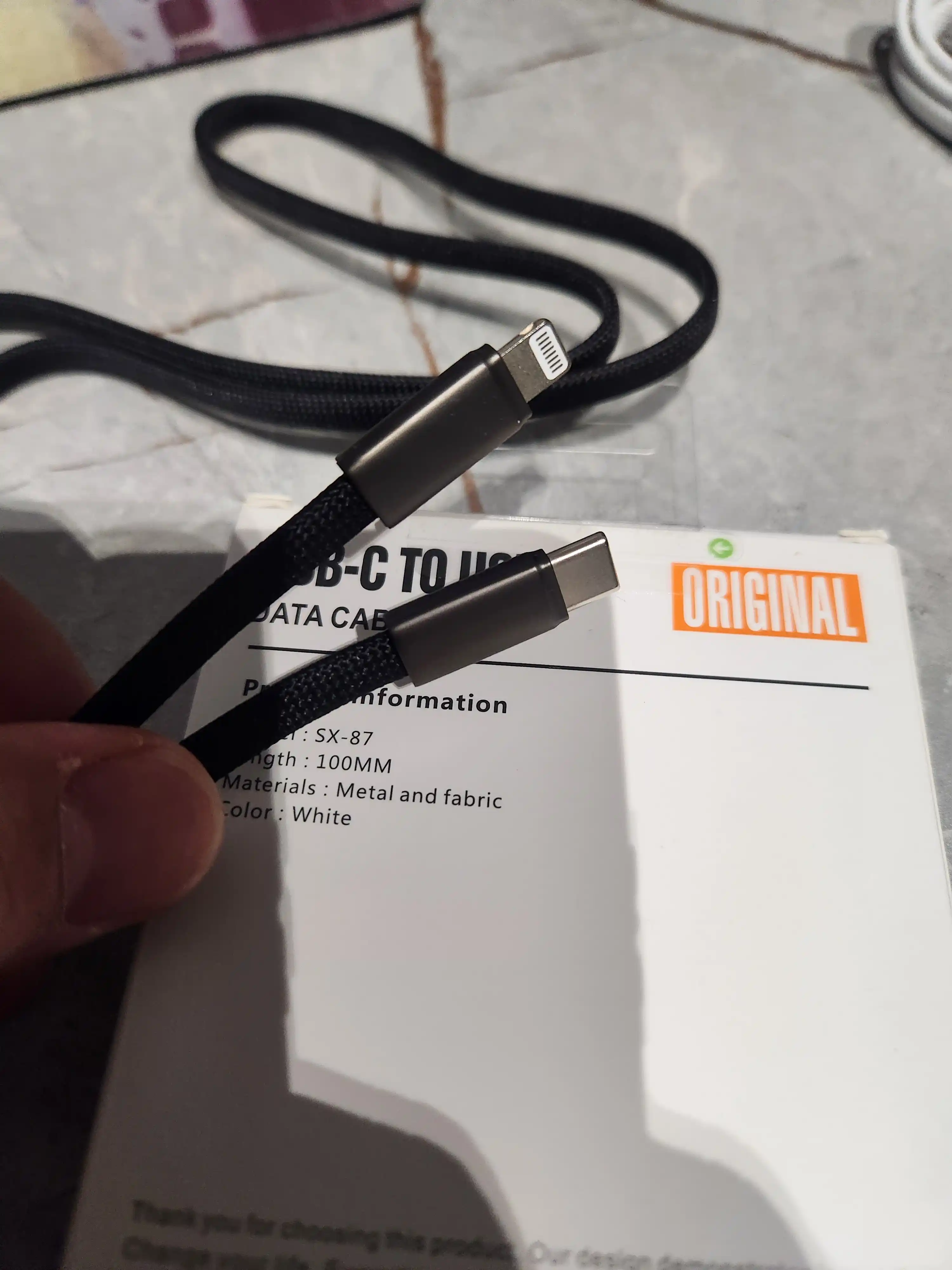 Kabel Type-C to Lightning 3.1, 6A, tez quvvatlash va ma’lumot uzatish uchun