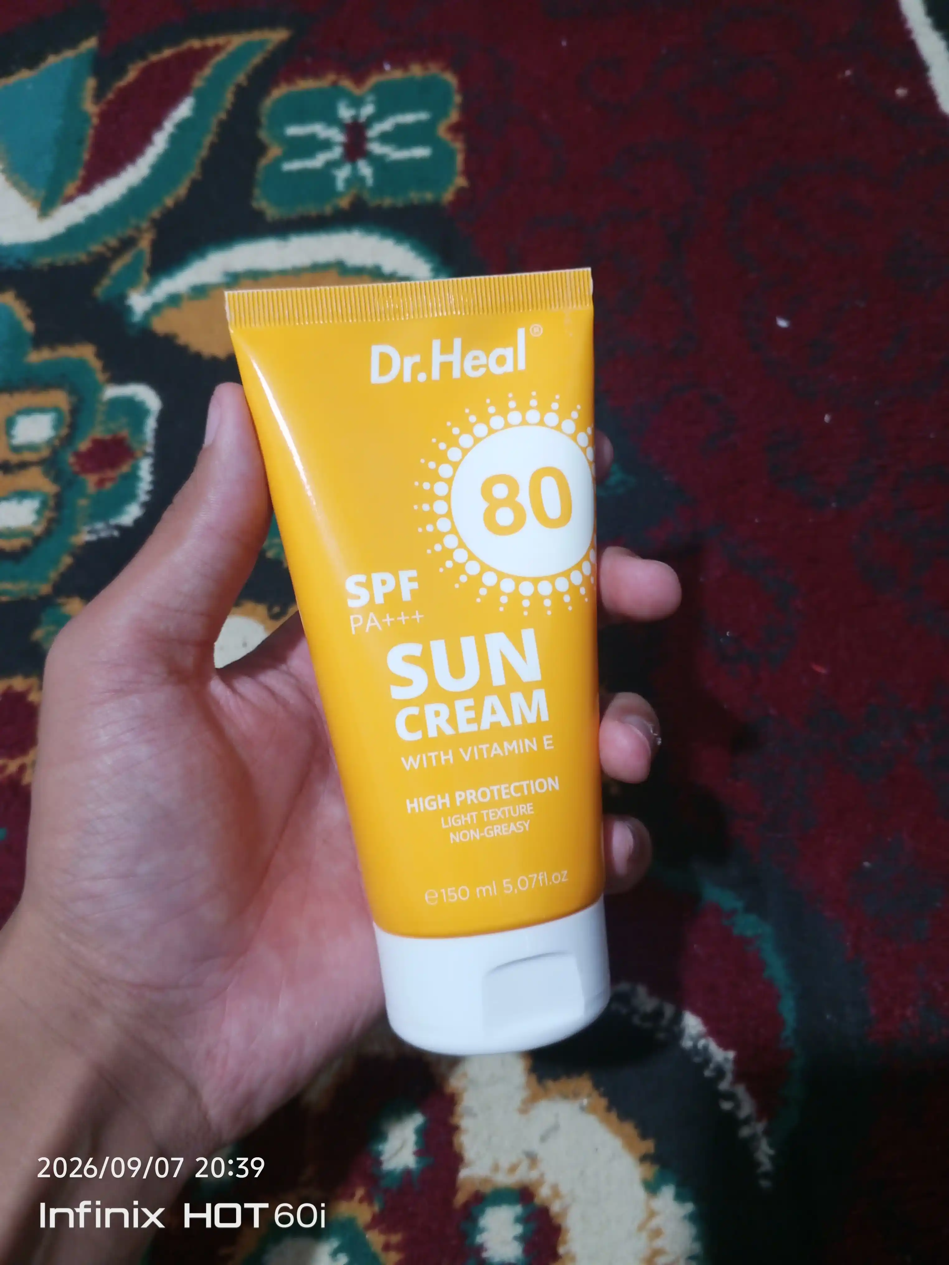 Крем солнцезащитный Dr Heal SPF 80 PA+++, кокосовое масло и витамин Е, 150 мл