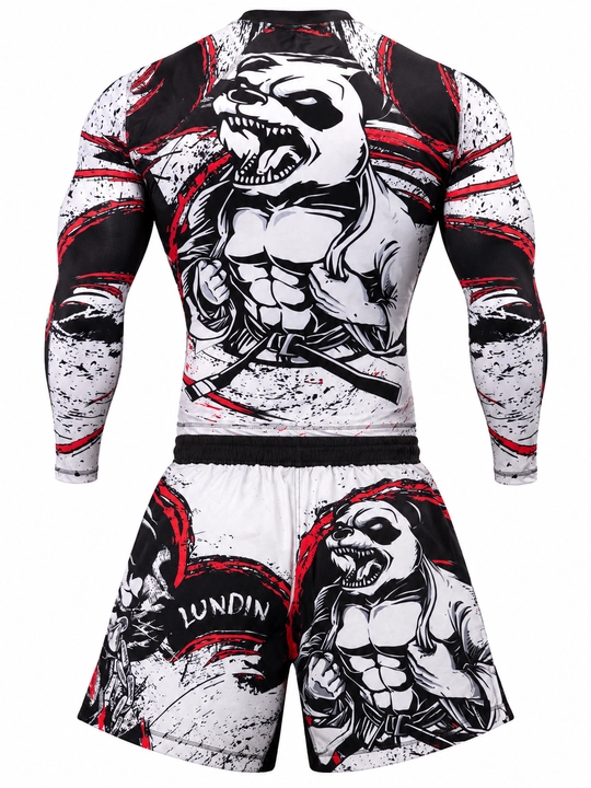 Erkaklar MMA va BJJ komplekti, uzun yengli rashgard va shorti, S–XXXL
